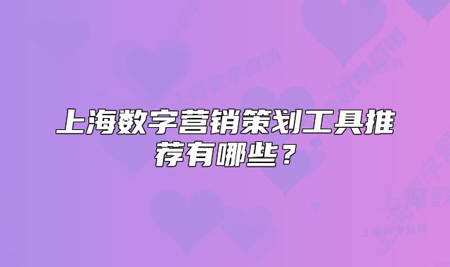 上海數(shù)字營(yíng)銷(xiāo)策劃工具推薦有哪些？