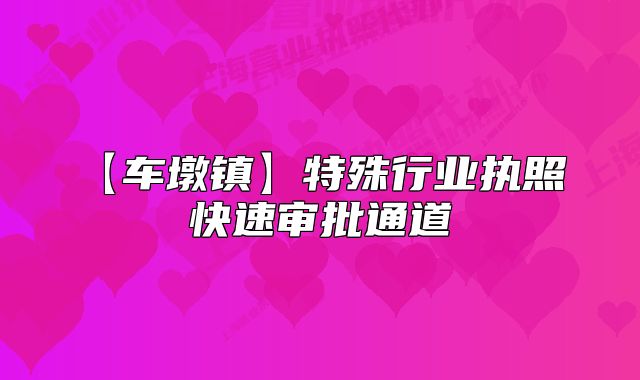 【車墩鎮(zhèn)】特殊行業(yè)執(zhí)照 快速審批通道