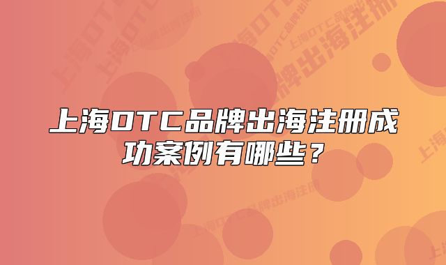 上海DTC品牌出海注冊成功案例有哪些？