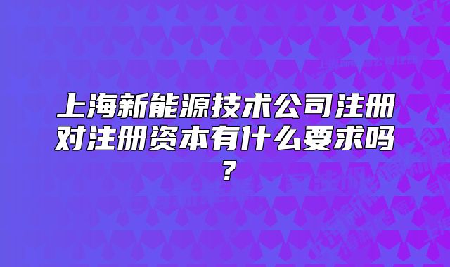 上海新能源技術(shù)公司注冊(cè)對(duì)注冊(cè)資本有什么要求嗎？