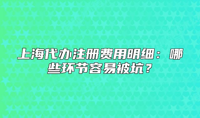 上海代辦注冊費用明細：哪些環(huán)節(jié)容易被坑？