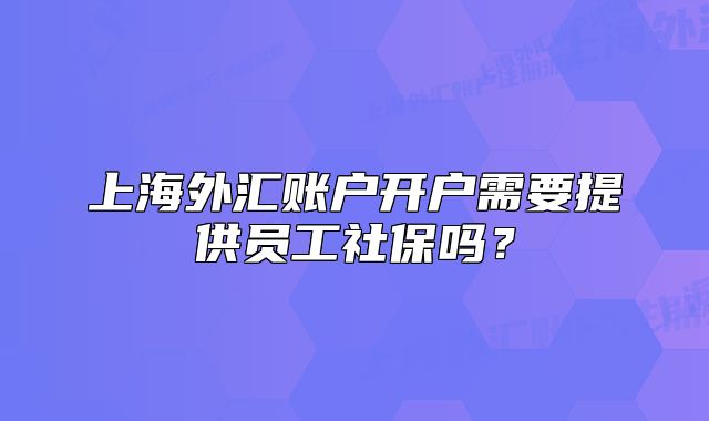 上海外匯賬戶開戶需要提供員工社保嗎？
