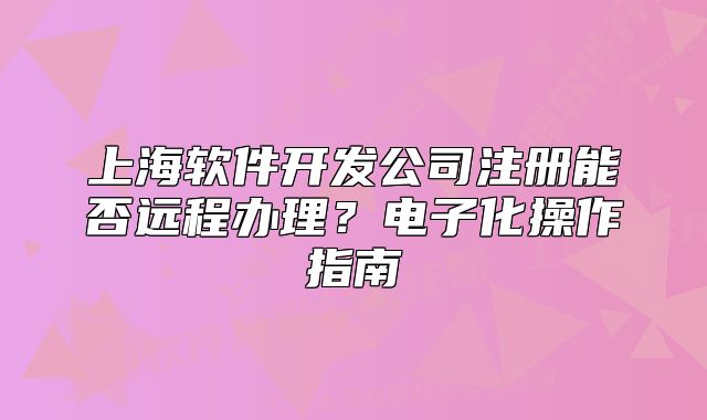 上海軟件開發(fā)公司注冊能否遠程辦理？電子化操作指南
