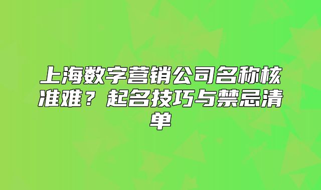上海數(shù)字營(yíng)銷(xiāo)公司名稱(chēng)核準(zhǔn)難？起名技巧與禁忌清單