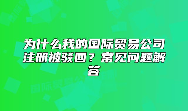 為什么我的國際貿(mào)易公司注冊被駁回？常見問題解答