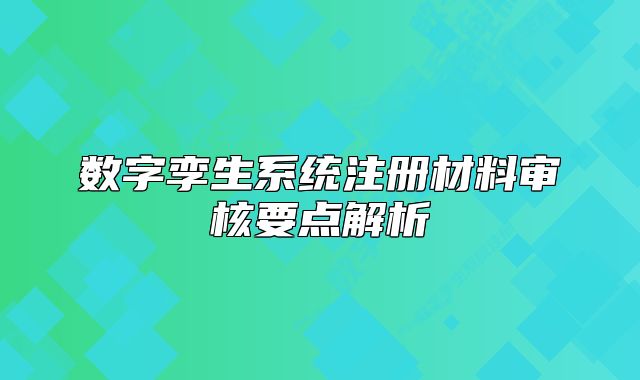 數(shù)字孿生系統(tǒng)注冊(cè)材料審核要點(diǎn)解析