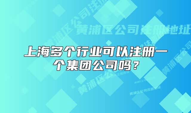 上海多個(gè)行業(yè)可以注冊(cè)一個(gè)集團(tuán)公司嗎？