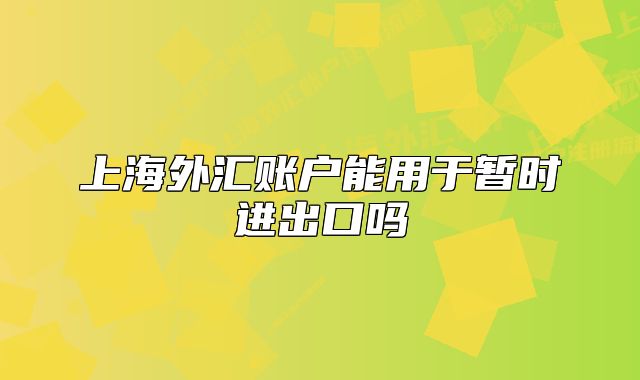上海外匯賬戶能用于暫時進出口嗎