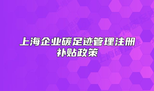 上海企業(yè)碳足跡管理注冊(cè)補(bǔ)貼政策
