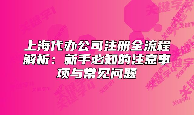 上海代辦公司注冊全流程解析：新手必知的注意事項(xiàng)與常見問題