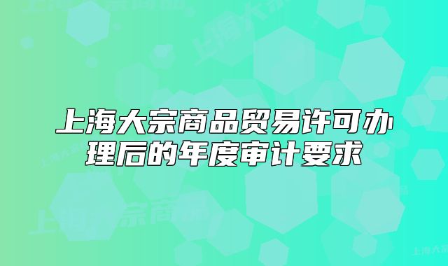 上海大宗商品貿(mào)易許可辦理后的年度審計(jì)要求