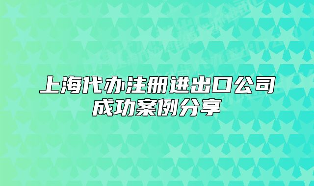 上海代辦注冊進(jìn)出口公司成功案例分享