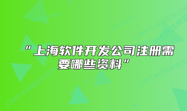 “上海軟件開發(fā)公司注冊需要哪些資料”