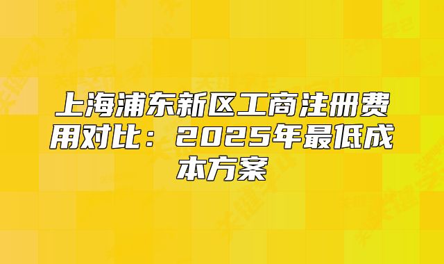 上海浦東新區(qū)工商注冊費用對比：2025年最低成本方案