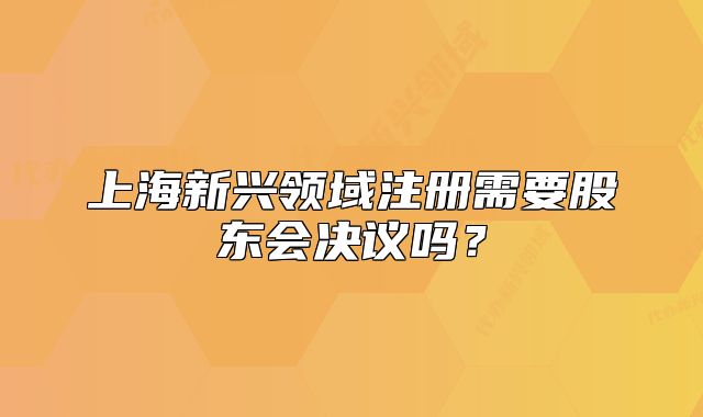 上海新興領(lǐng)域注冊(cè)需要股東會(huì)決議嗎？