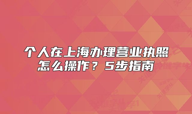 個人在上海辦理營業(yè)執(zhí)照怎么操作？5步指南