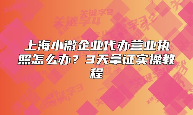 上海小微企業(yè)代辦營業(yè)執(zhí)照怎么辦？3天拿證實(shí)操教程