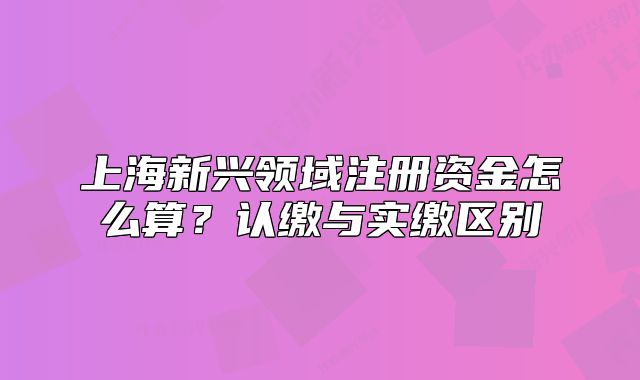 上海新興領域注冊資金怎么算？認繳與實繳區(qū)別