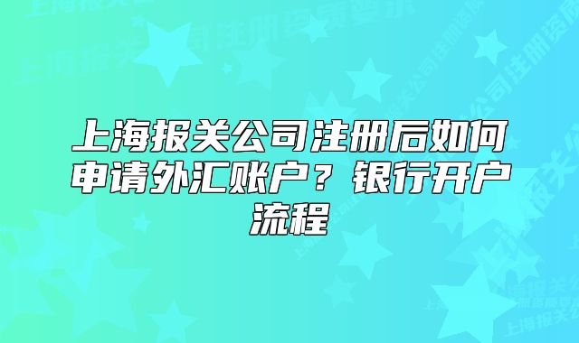 上海報(bào)關(guān)公司注冊(cè)后如何申請(qǐng)外匯賬戶？銀行開(kāi)戶流程