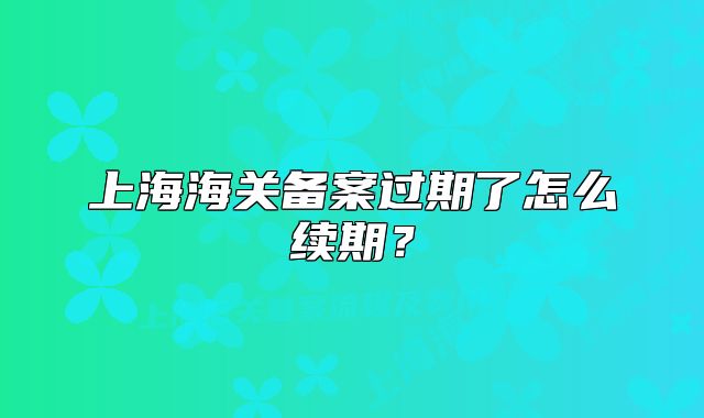 上海海關備案過期了怎么續(xù)期？