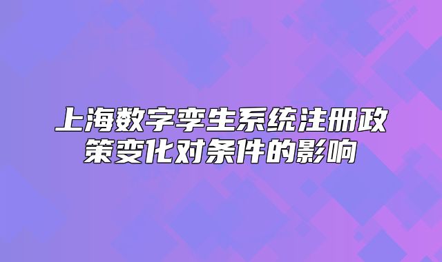 上海數(shù)字孿生系統(tǒng)注冊政策變化對條件的影響