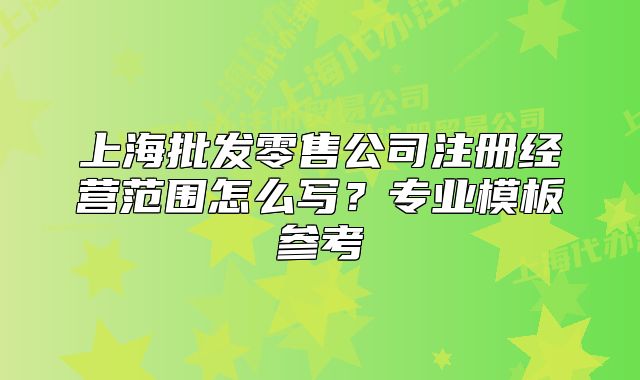 上海批發(fā)零售公司注冊經(jīng)營范圍怎么寫？專業(yè)模板參考