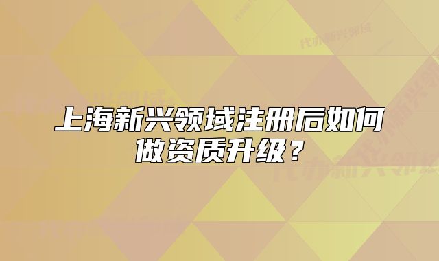 上海新興領(lǐng)域注冊(cè)后如何做資質(zhì)升級(jí)？