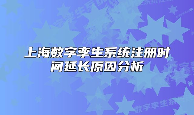 上海數(shù)字孿生系統(tǒng)注冊(cè)時(shí)間延長(zhǎng)原因分析