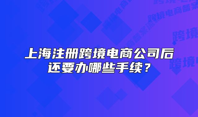 上海注冊跨境電商公司后還要辦哪些手續(xù)？