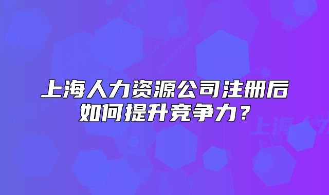 上海人力資源公司注冊后如何提升競爭力？