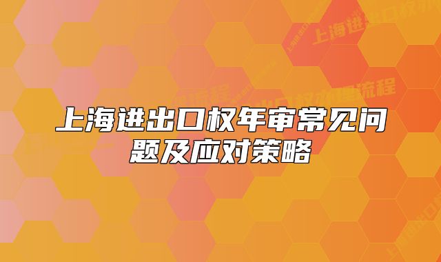上海進(jìn)出口權(quán)年審常見(jiàn)問(wèn)題及應(yīng)對(duì)策略