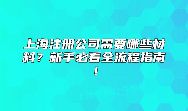 上海注冊公司需要哪些材料？新手必看全流程指南！