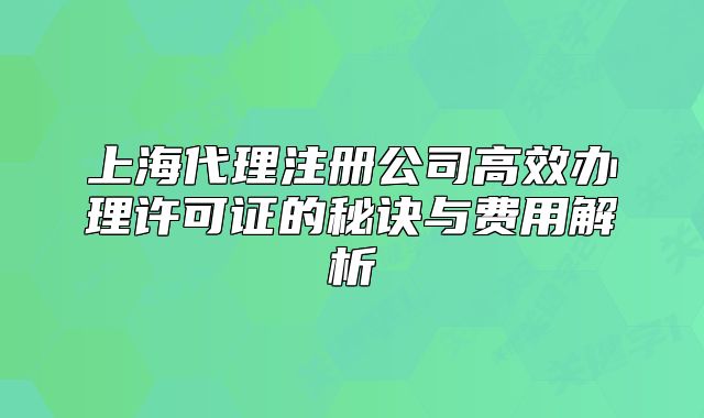 上海代理注冊(cè)公司高效辦理許可證的秘訣與費(fèi)用解析