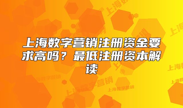 上海數(shù)字營銷注冊資金要求高嗎？最低注冊資本解讀