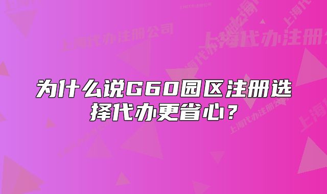 為什么說G60園區(qū)注冊選擇代辦更省心？