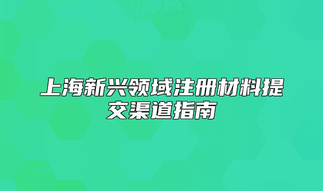 上海新興領(lǐng)域注冊(cè)材料提交渠道指南