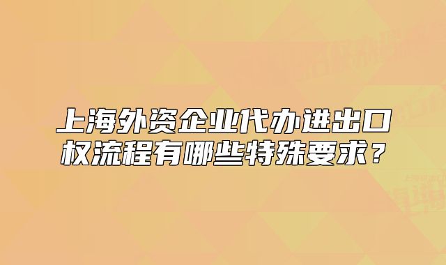 上海外資企業(yè)代辦進(jìn)出口權(quán)流程有哪些特殊要求？