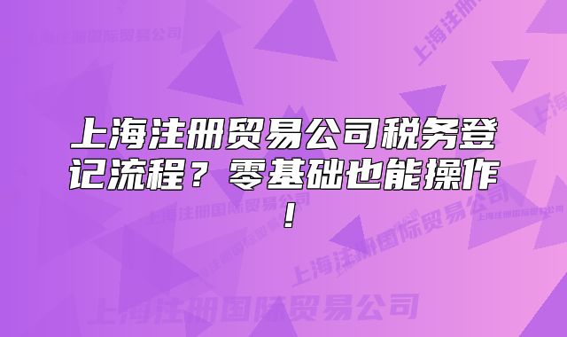 上海注冊(cè)貿(mào)易公司稅務(wù)登記流程？零基礎(chǔ)也能操作！