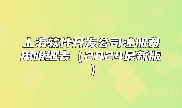 上海軟件開發(fā)公司注冊(cè)費(fèi)用明細(xì)表（2024最新版）