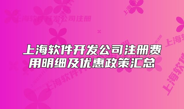上海軟件開發(fā)公司注冊費用明細(xì)及優(yōu)惠政策匯總