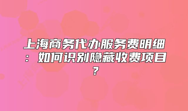 上海商務(wù)代辦服務(wù)費(fèi)明細(xì)：如何識(shí)別隱藏收費(fèi)項(xiàng)目？