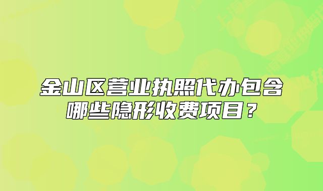 金山區(qū)營業(yè)執(zhí)照代辦包含哪些隱形收費(fèi)項(xiàng)目？