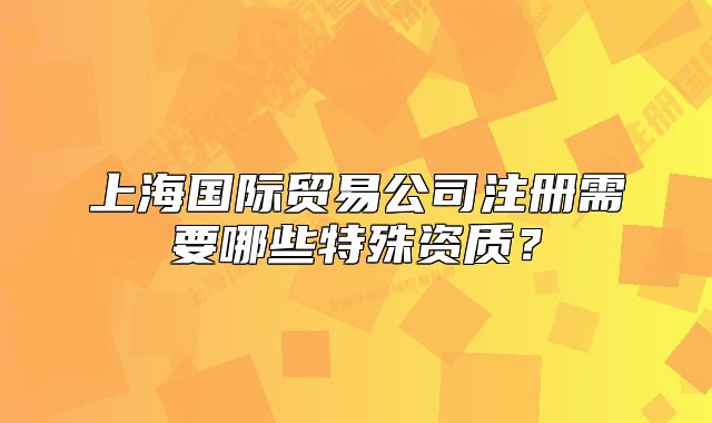 上海國際貿(mào)易公司注冊需要哪些特殊資質(zhì)？