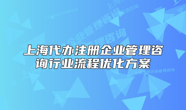 上海代辦注冊(cè)企業(yè)管理咨詢行業(yè)流程優(yōu)化方案