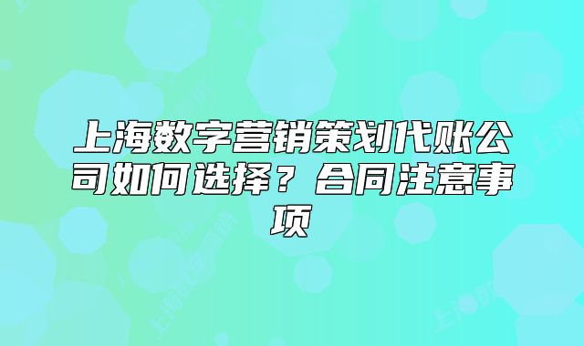 上海數(shù)字營銷策劃代賬公司如何選擇？合同注意事項(xiàng)