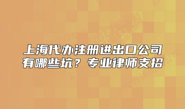 上海代辦注冊(cè)進(jìn)出口公司有哪些坑？專業(yè)律師支招