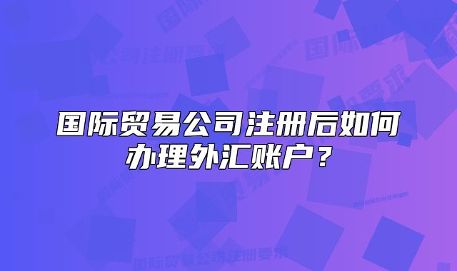 國際貿(mào)易公司注冊后如何辦理外匯賬戶？