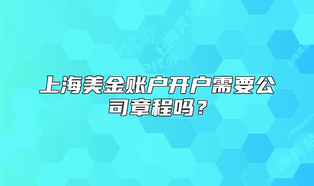 上海美金賬戶開戶需要公司章程嗎？