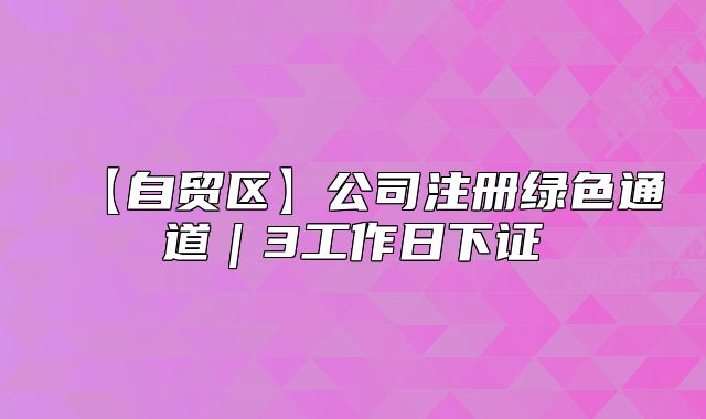 【自貿(mào)區(qū)】公司注冊(cè)綠色通道｜3工作日下證