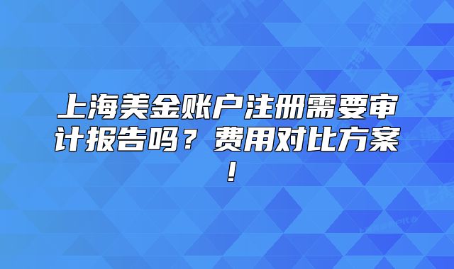 上海美金賬戶注冊需要審計報告嗎？費用對比方案！